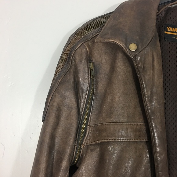 Vintage Yamaha Brown Leather Jacket - Picture 5 of 8